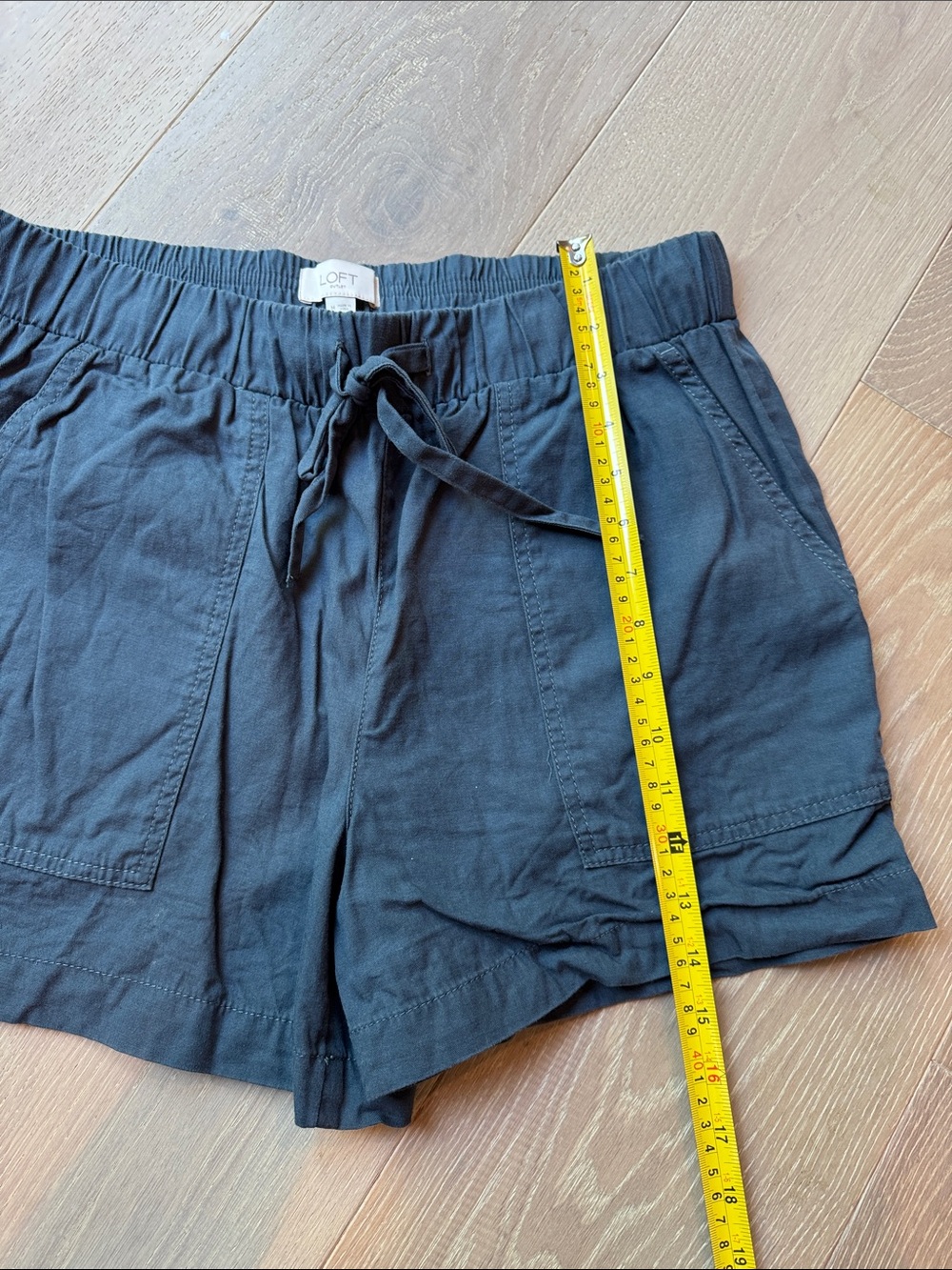 Women's Pull-On Drawstring Shorts - Black & Blue/Gray - Picture 6 of 6